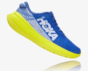 Hoka One One Men's Carbon X Road Running Shoes Blue/Yellow Sale Canada [SXOCQ-8931]